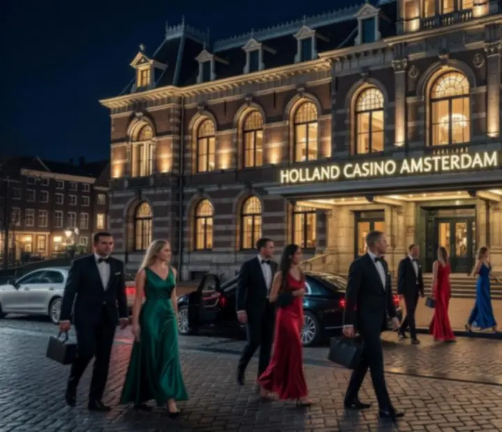 Luxe casino avond in Amsterdam met uitzicht op de stad