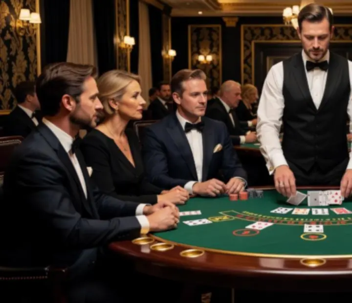 Dealer die kaarten deelt aan een blackjacktafel in een fysiek casino